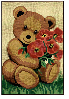 Template for ministeck - teddy and poppies
