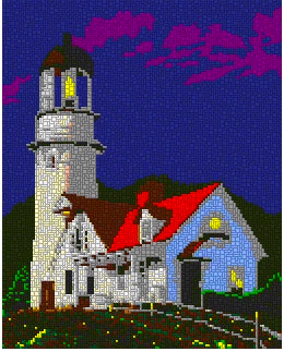 Template for Ministeck - Lighthouse on a Hill Night