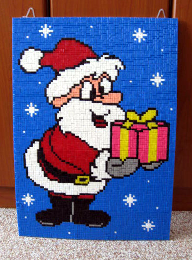 Template for mini stick - Santa Claus brings gift