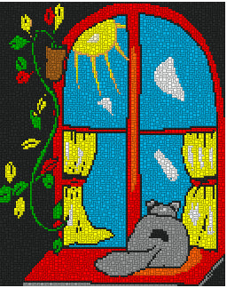 Template for Ministeck - Cat in the Window