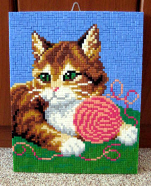 Template for Ministeck - cat with ball of yarn